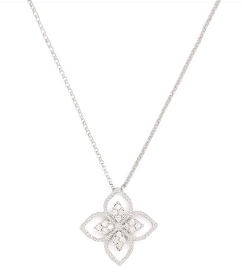 18kt white gold Princess Flower Dubai diamond necklace